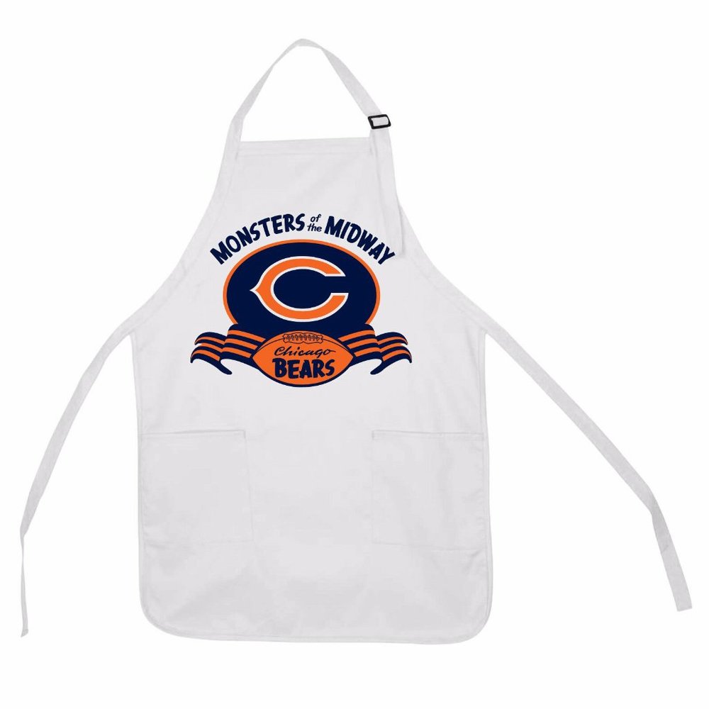 CHICAGO BEARS APRON, COOL WHITE, 2 POCKET, ONE SIZE T-1952